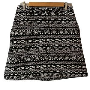 Anthropologie Maeve Black White‎ Button Front Fieldnotes Skirt US 8 #OB512596